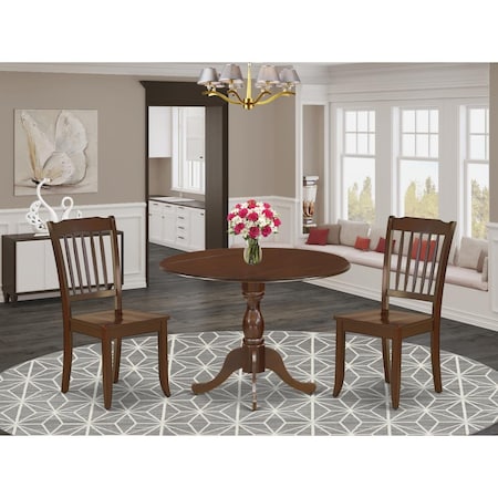 East West Furniture 3 Piece Dublin Dining Table Set - Mahogany DMDA3-MAH-W